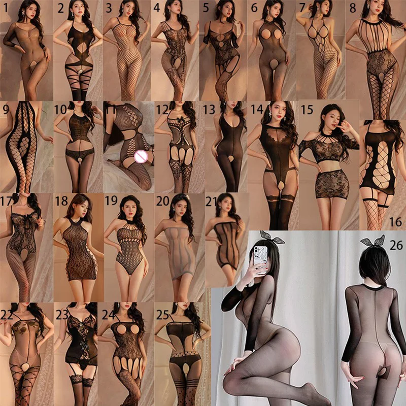 Wholesale Pantyhose Mesh Stockings For Sex Sexy Porn Female Lingerie Fishnet Bondage Erotic Bodysuit Stretch Open Crotch Tights