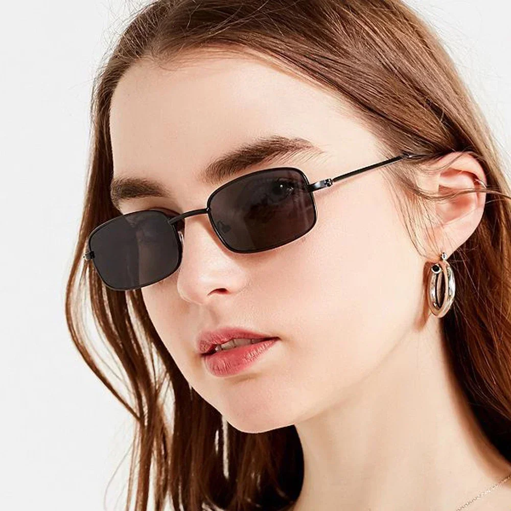 XaYbZc unisex małe okulary w stylu retro prostokątne okulary przeciwsłoneczne męskie okulary z metalową ramką Outdoor okulary przeciwsłoneczne z przezroczystymi soczewkami dla kobiet
