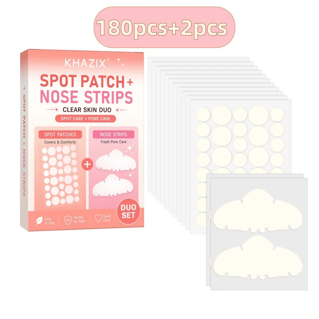 182PCS Hydrocolloid Acne Patches, Face & Nose Blemish Covers, Invisible Spot Stickers, Men & Women.