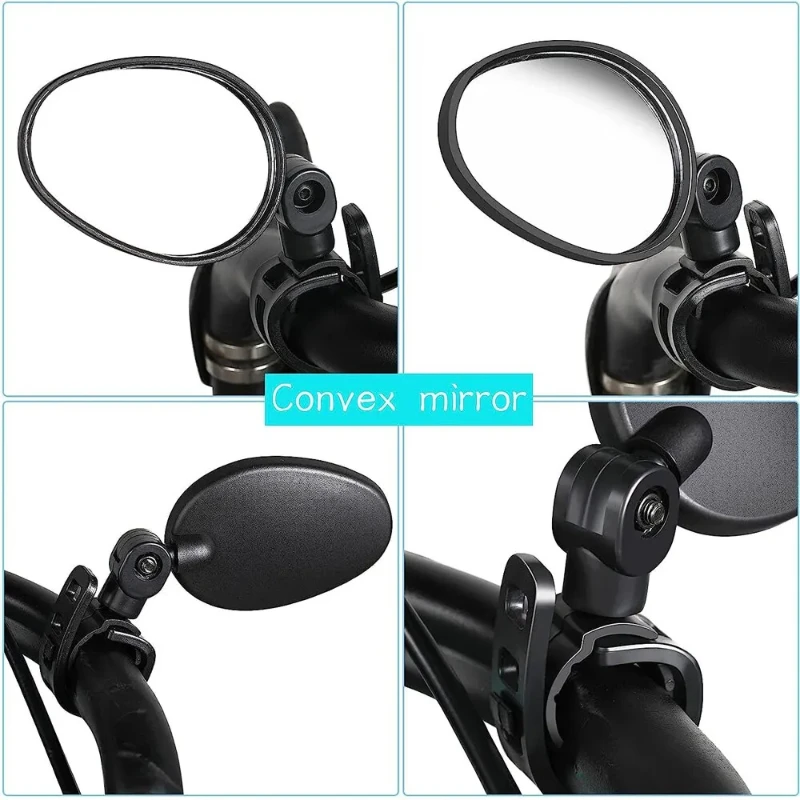 1/2pcs Bike Oval Rearview Mirror 360 Degree Rotation Adjustable Rear View Mirror Bicycle Handlebar Mirrors for Electric Scooter
