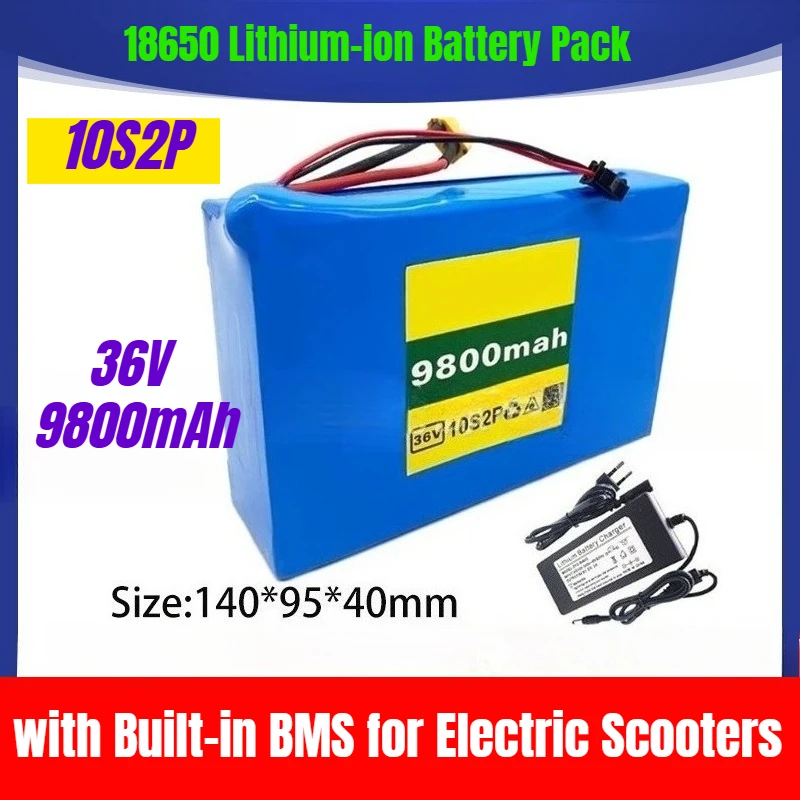 

10S2P 36V 9800mAh 18650 Lithium-ion Battery Pack with Built-in BMS for Electric Scooters