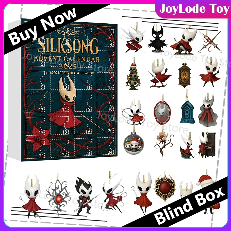 

SILKSONG Модели полых рыцарев Рождественский адвент-календарь Коллекция мультяшных фигурок Орнамент Модная слепая коробка Сюрприз Игрушка в подарок