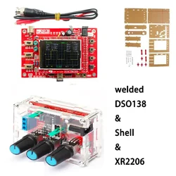 完全に組み立てられたデジタルオシロスコープ,テストクリップ,アクリルケース,diyキット,dso138,2.4インチ