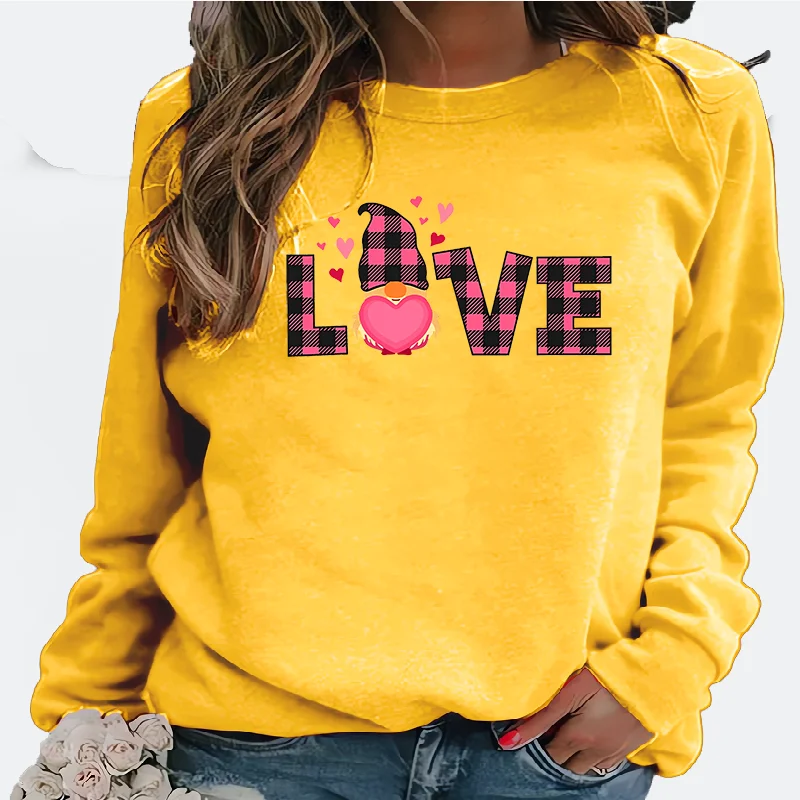 Valentine's Day Hoodie LOVE Letter Print Plus Cashmere Hoodies Sweatshirt  Streetwear Women  Sweatshirts  Clothes