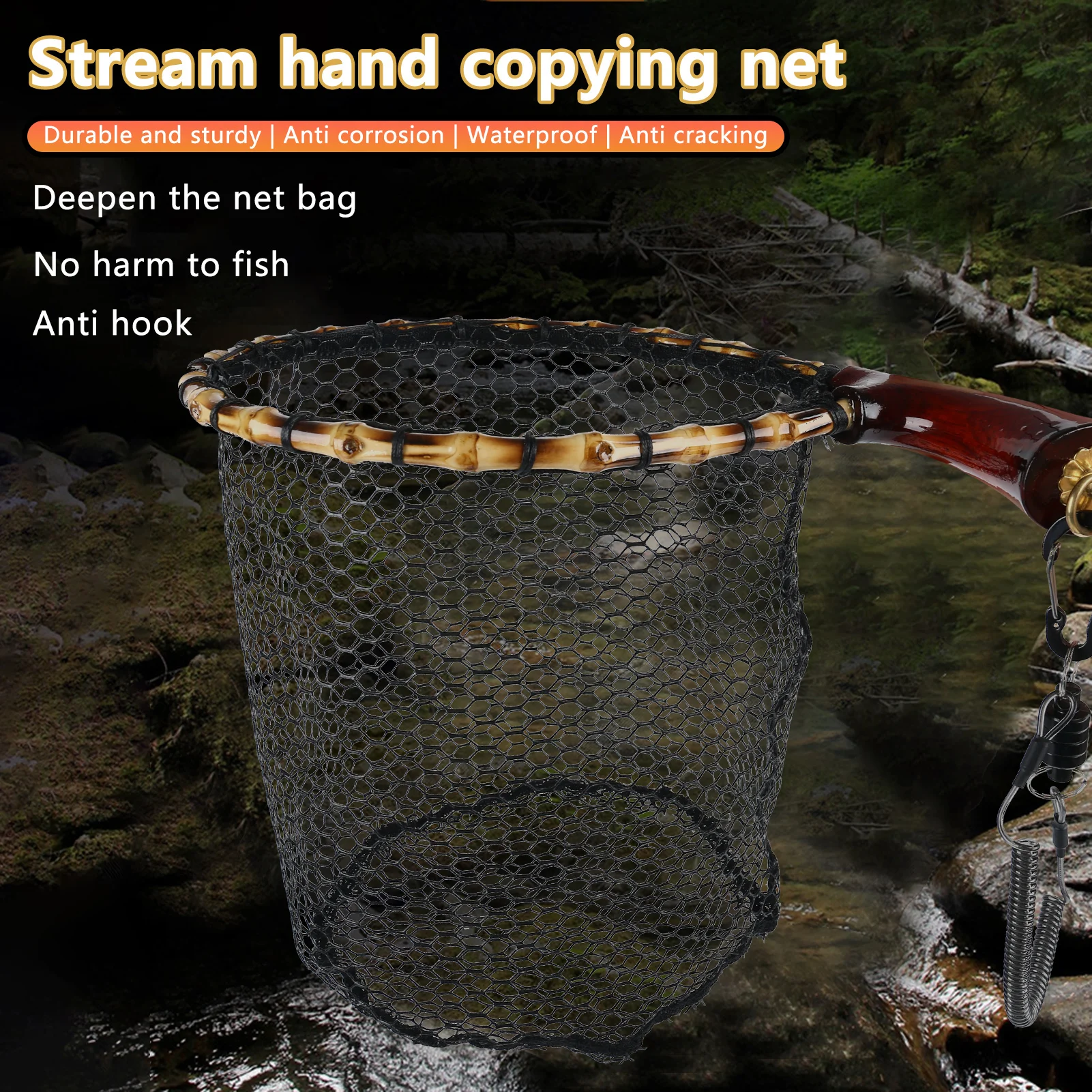 ポータブルフライフィッシングネット使いやすい強力な耐荷重釣りガジェット鳥魚のキャッチリリースに適しています