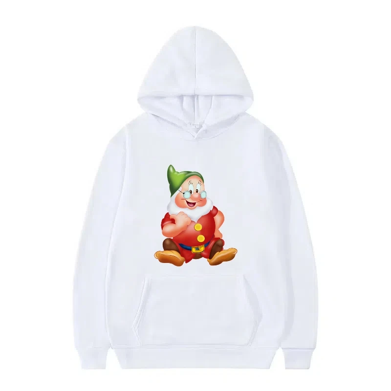 ديزني سنو وايت والأقزام السبعة بسيطة المرأة هوديي الرجال البلوز عارضة فضفاضة ومريحة مقنعين الملابس