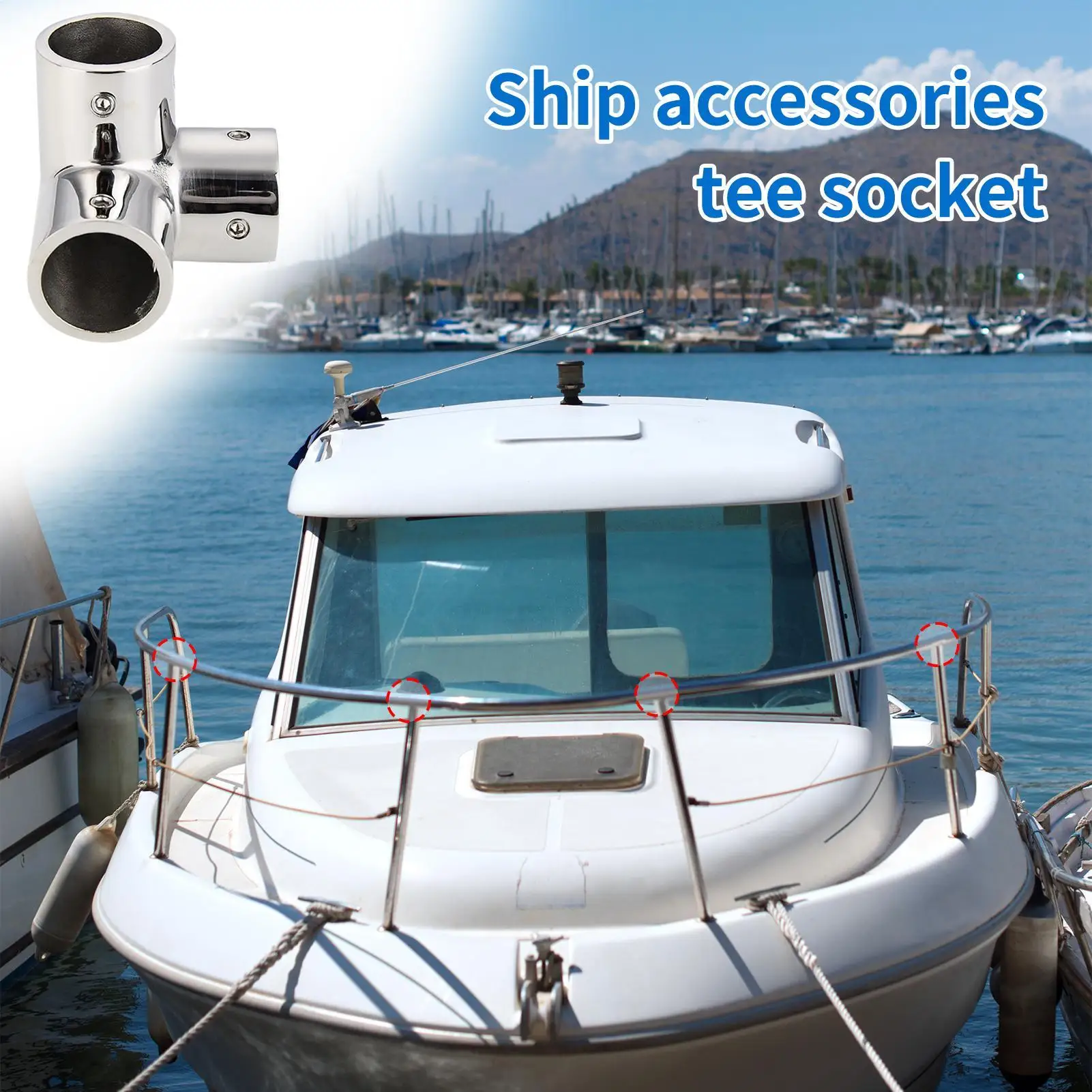 

3 Way Corner Elbow 3 Way Stainless Steel Marine Supplies Railing Fork Tee Socket for Ship Guardrails Yacht Piping Dock Fencing