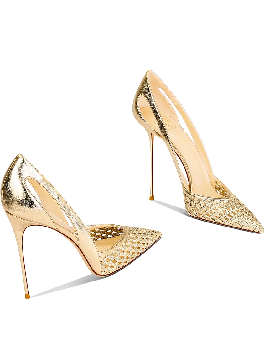 

Gold Leather Premium Sense 2025 New Pointed Stiletto High Heels Women