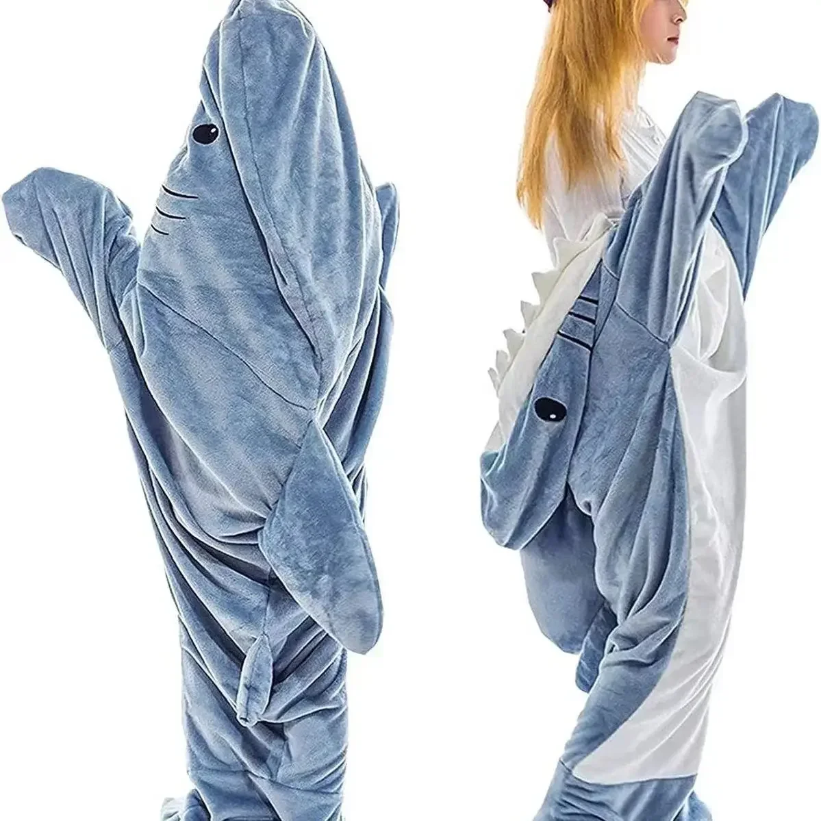 Couple Animal Cartoon Shark Blanket Flannel Sleeping Bag Men Loose One-piece Pajamas Home Super Soft TV Blanket