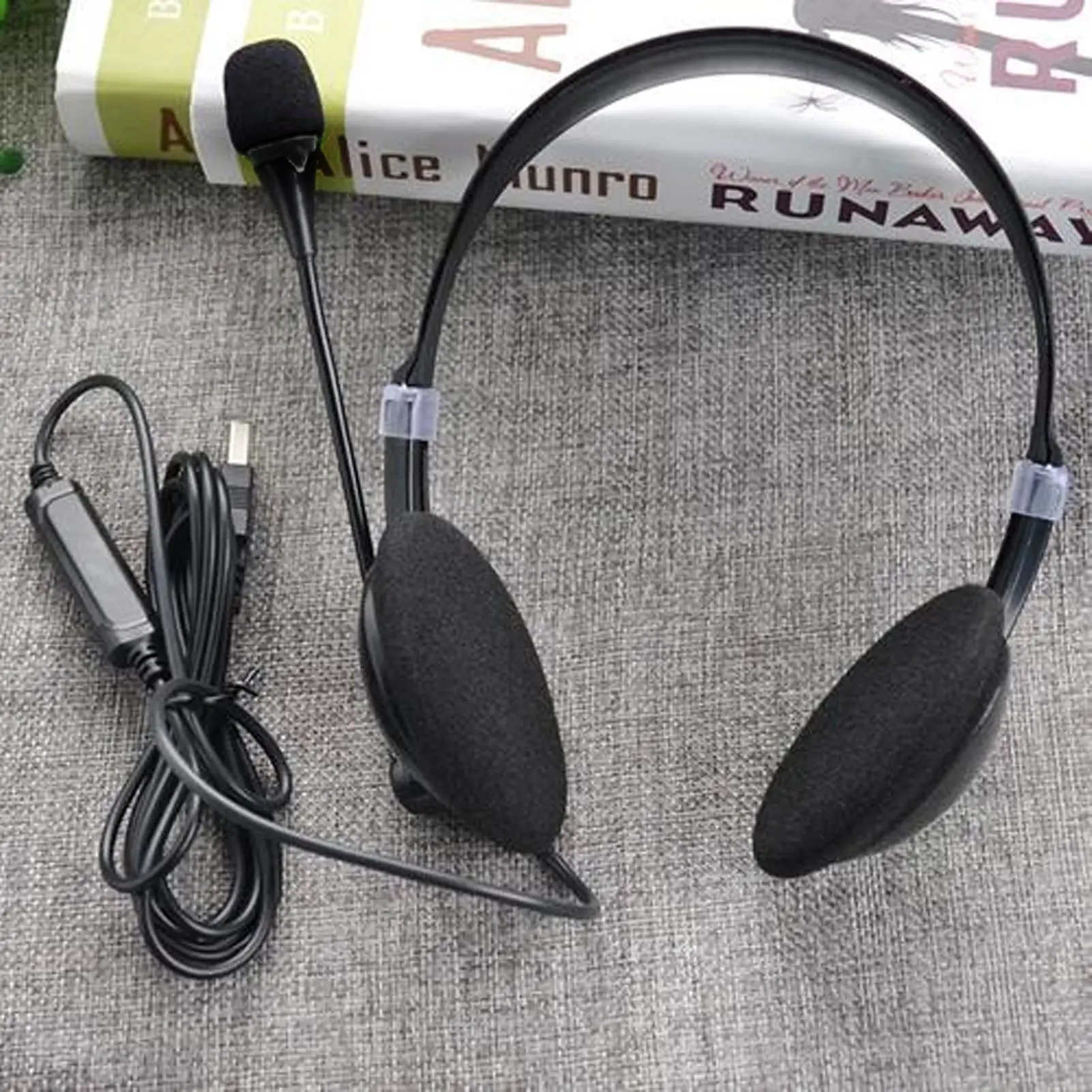 سماعة رأس سلكية USB مع ميكروفون لإلغاء الضوضاء، سماعات رأس للأعمال مع ميكروفون لمكالمات الدردشة