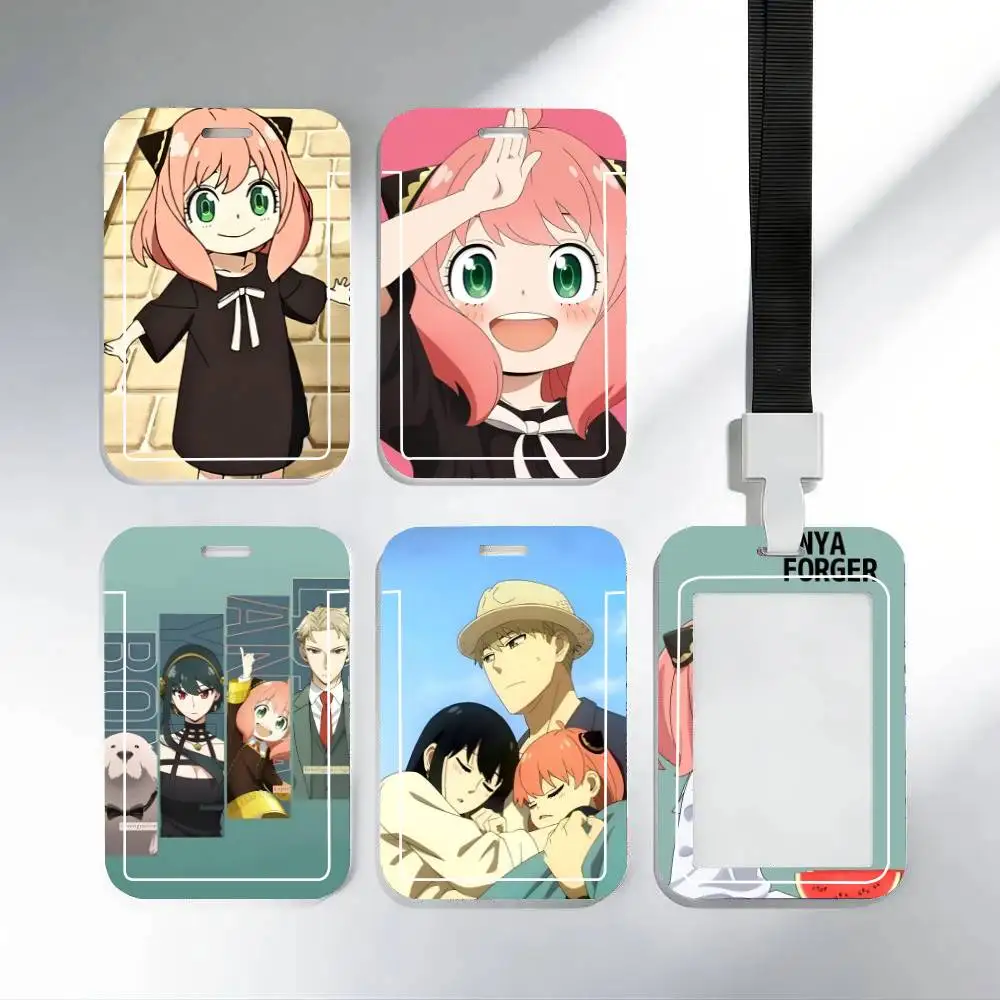 Anime Spy X Family Anya  ID Card Holder Neck Strap Pendant Door Badge Holder Lanyards Keychain Work Credential