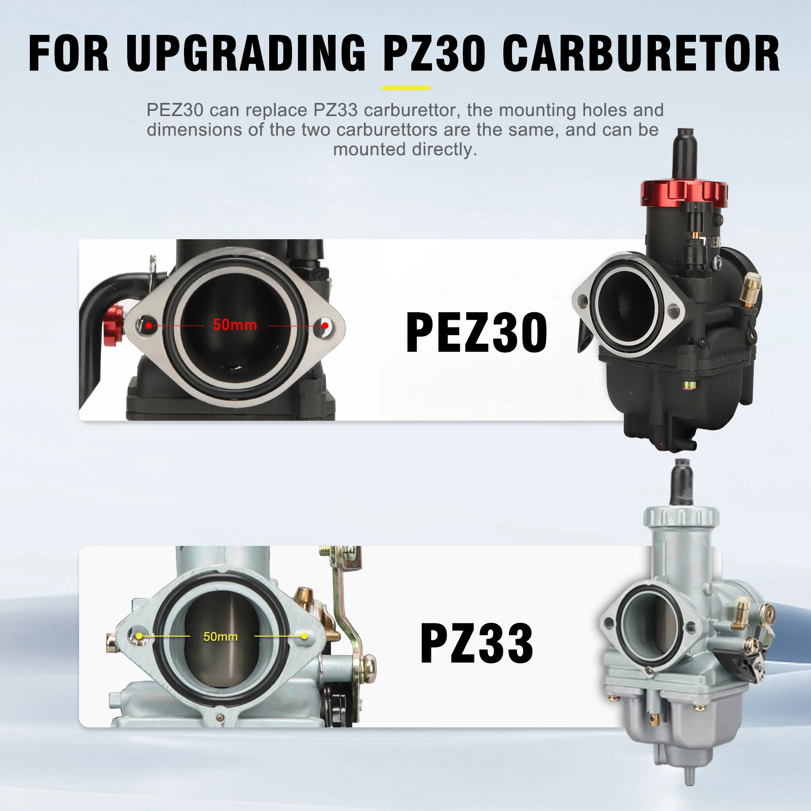 NIBBI Motorrad PEZ 30mm Flansch-Rennvergaser PE30 Power Jet Carb Passend für Yamaha Suzuki Honda 250cc-300cc Motocross Dirt Bike – Detail 4