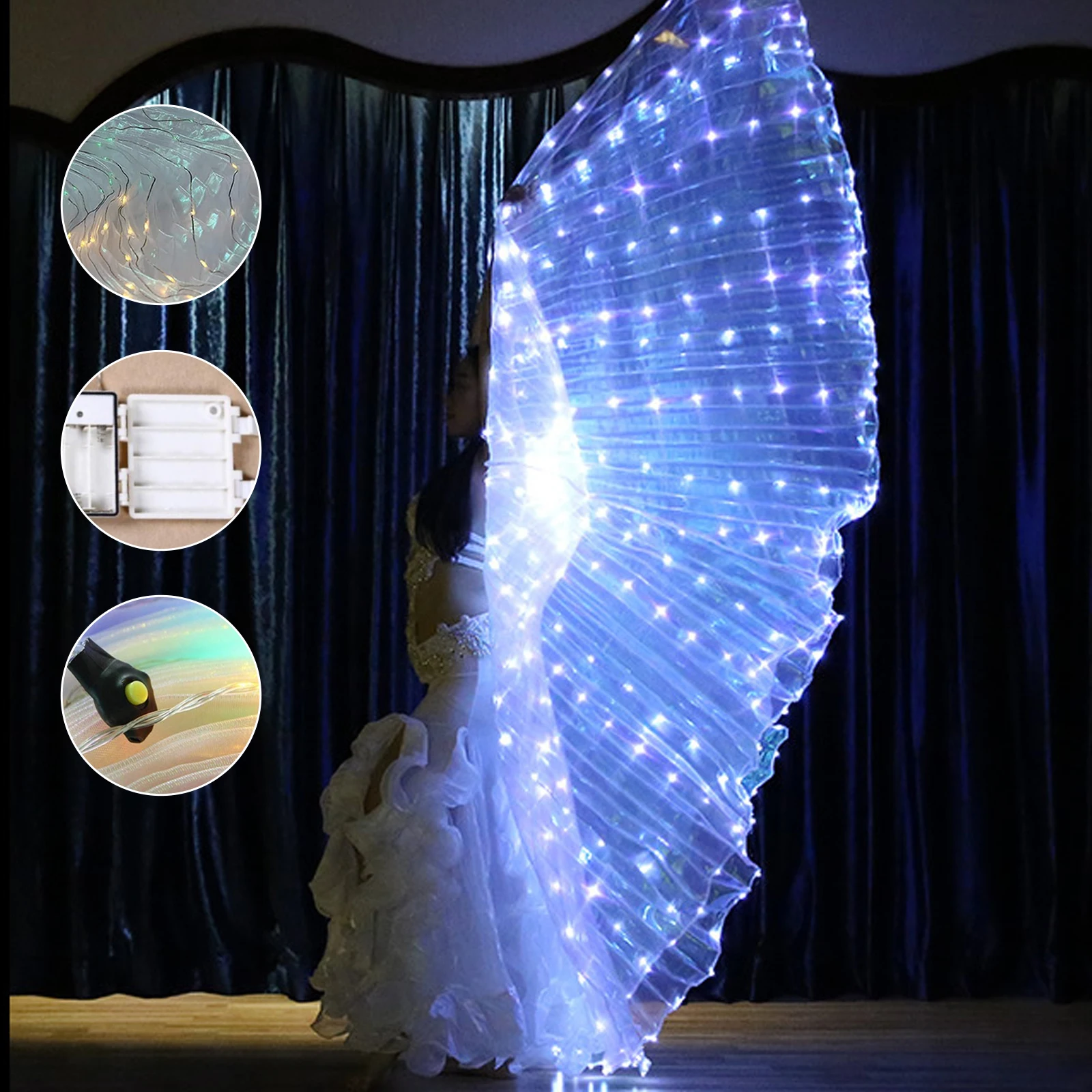 Isis Wings Colorful LED Butterfly Wings with Telescopic Pole Belly Dance Show Costumes Used For Carnival Party Carnival Stage