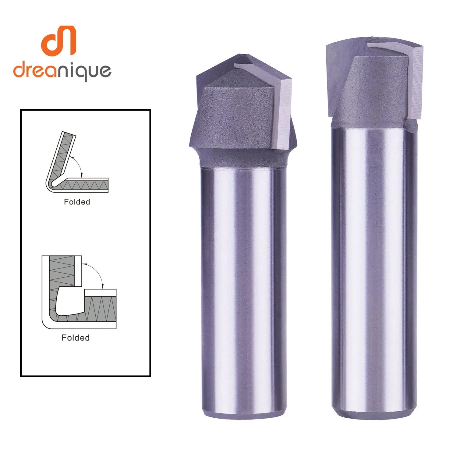 Dreanique 1pc VGA V Bit Flat Head 12mm Shank 90 135 108 Degree for ACM Panel/Wood Bending Milling Bit V Bit