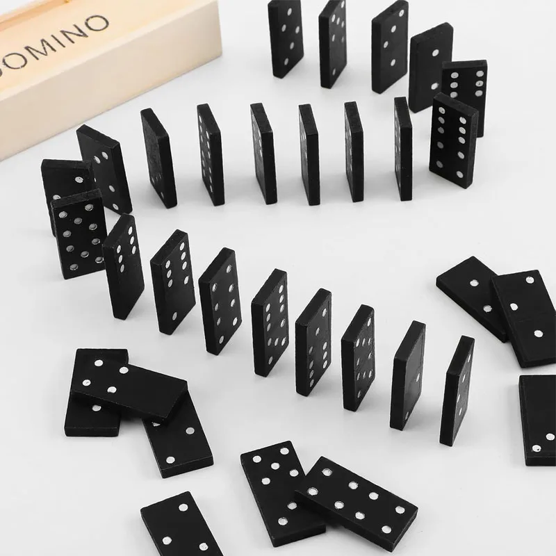 Traditional Wooden Box Board Games Pick‑Up Sticks Domino Tiles Educational Logic Puzzle Boxes Toys For Family Party Travel Fun view 4