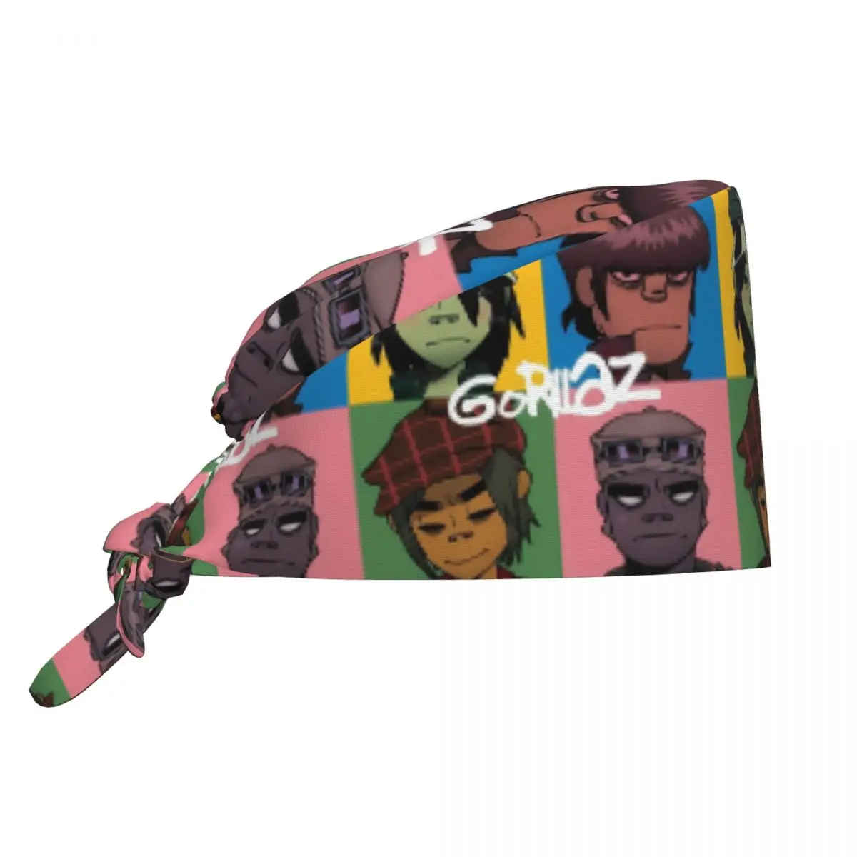 

Work Scrubs Hat Gorillazs Nurse Hat Band Rock Stylish For Unisex Women Bandage Tie Back Working Caps Soft Elastic Medical Cap