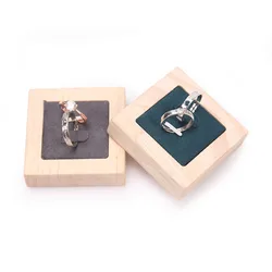 Mini Square Wood Jewelry Ring Display Holder Stand Showcase Organizer Shelf 6x6cm