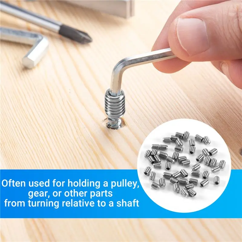 PORK-M3x4mm Stainless Steel Hex Socket Set Cap Point Grub Screws 50Pcs