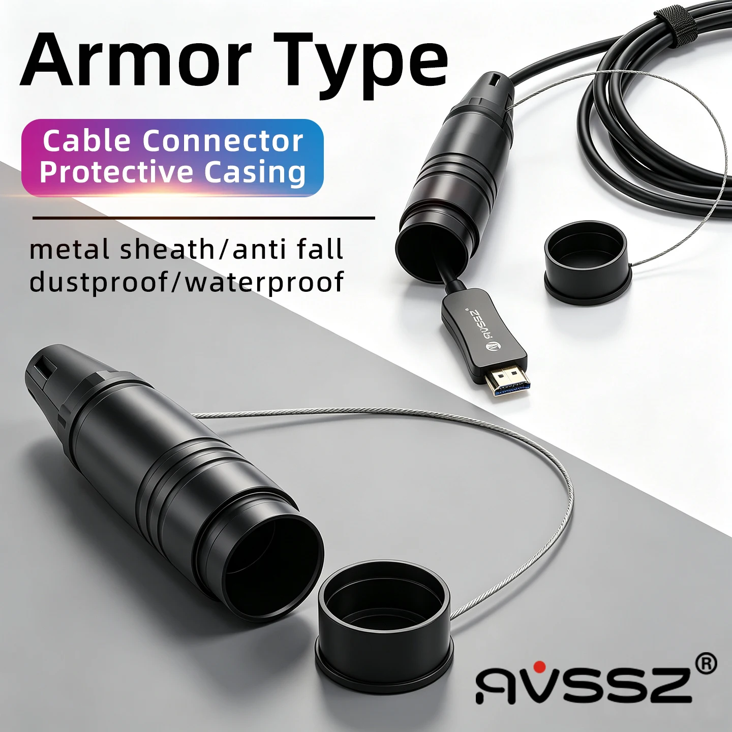 Obudowa ochronna kabla optycznego HDMI CPRI do użytku zewnętrznego, wzmocniona, 2/4-żyłowa, z metalową osłoną wodoodporną na kable światłowodowe PDLC/ST/FC/SC — zdjęcie produktu 1