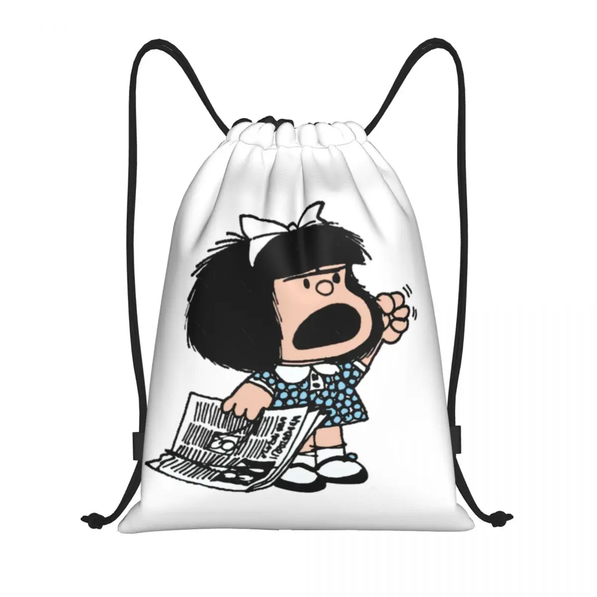 Mafalda Argentine Cartoon Quino Comic Drawstring Backpack Women Men Sport Gym Sackpack Foldable Training Bag Sack