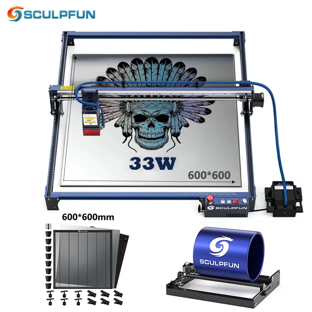 

SCULPFUN S30 Ultra 33W Laser Engraver with Automatic Air Assist 600x600mm Working Area High Accuracy CNC Laser Engraving Machine