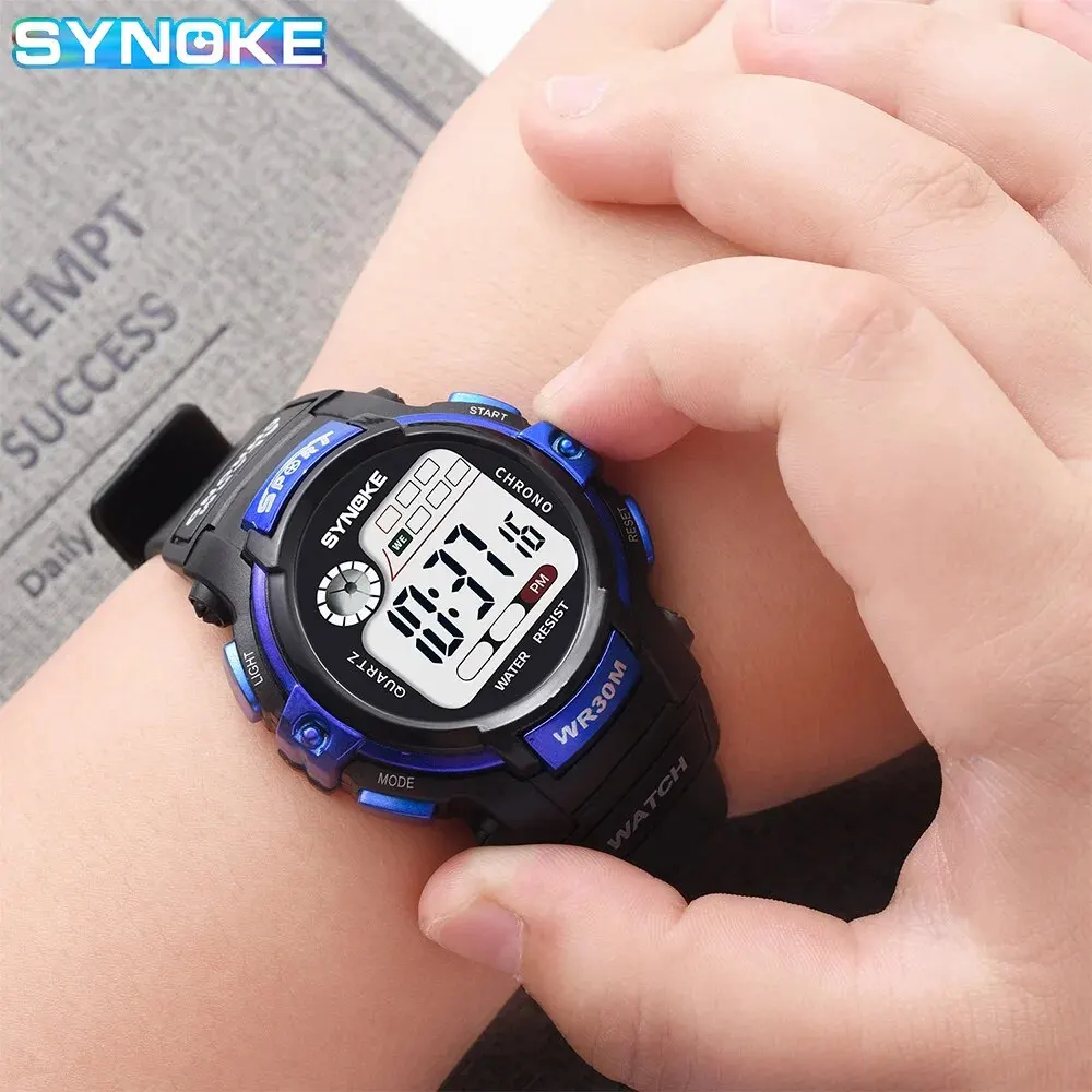 SYNOKE Student Kids Digital Watch Sports Waterproof Boy Electronic Watch Shock Resist Multifunctional Luminous Fashion