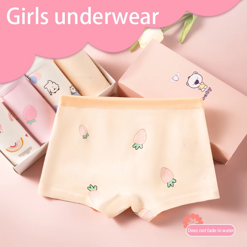 4PCS/set Girl Underwear Cotton Cute Cartoon Pet Children Shorts Cute Lovely Pink Underpants Soft Little Girls Kids Boxer Panties