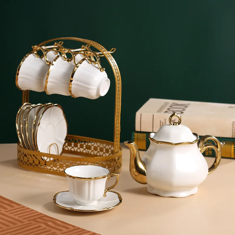 European ceramic coffee set Cross-border coffee cups and saucers High-end Phnom Penh English afternoon tea set 13-piece