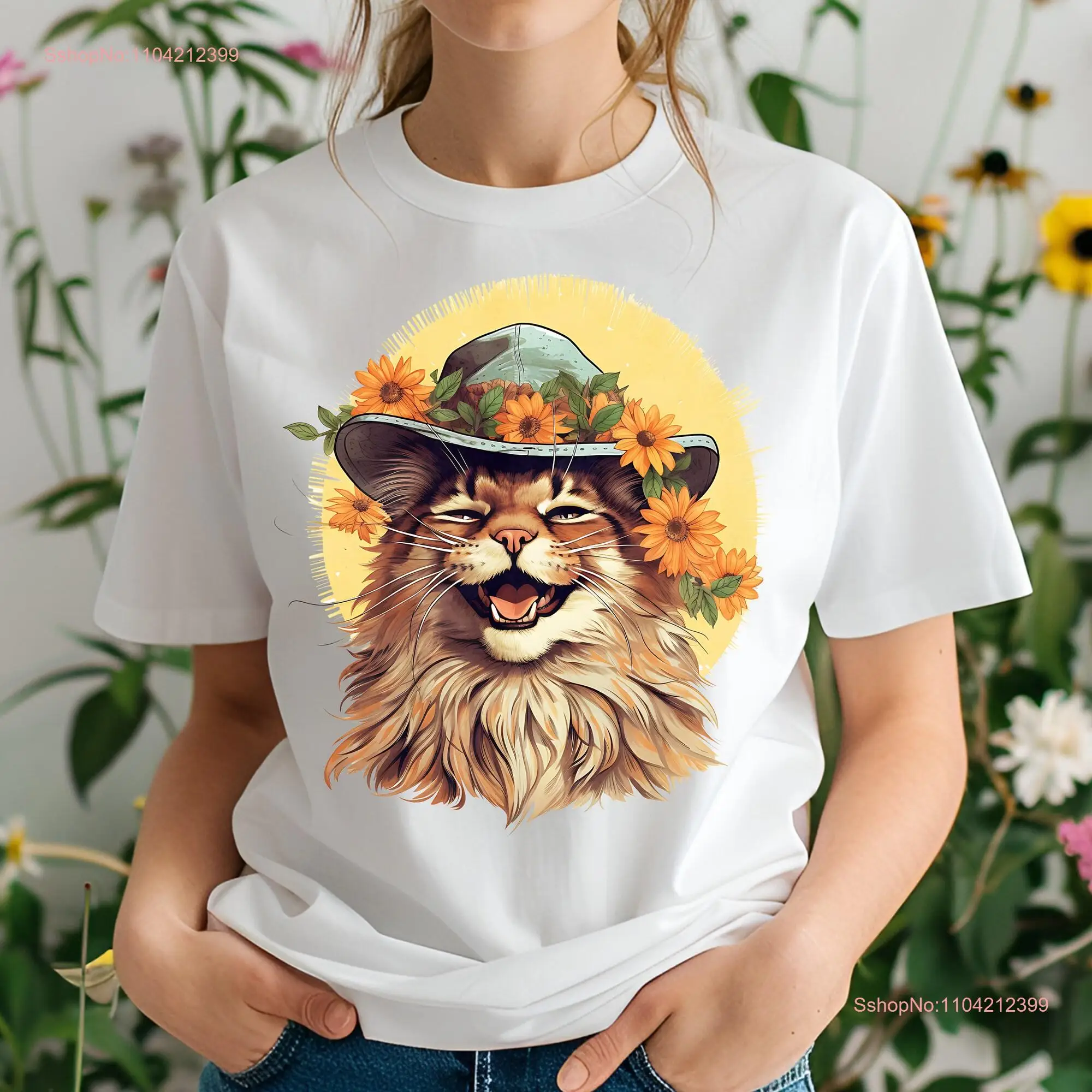 Let Your Smile Shine Cat T shirt for Women 100 Cotton long or short sleeves