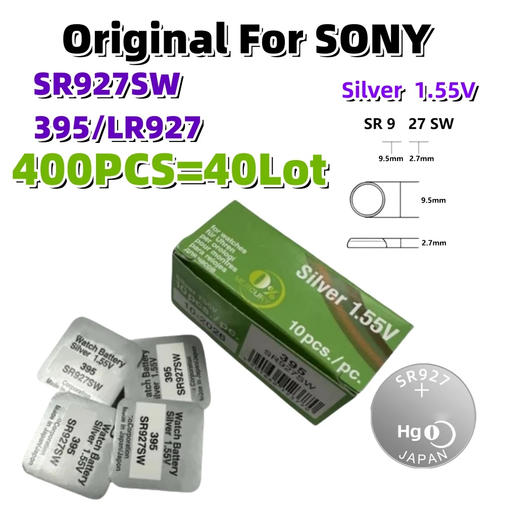 

400PCS Original For Sony SR927SW AG7 395 LR927 395A 1.55VLithium Batteries Button Cell for Watch Toys Control Calculator Toy