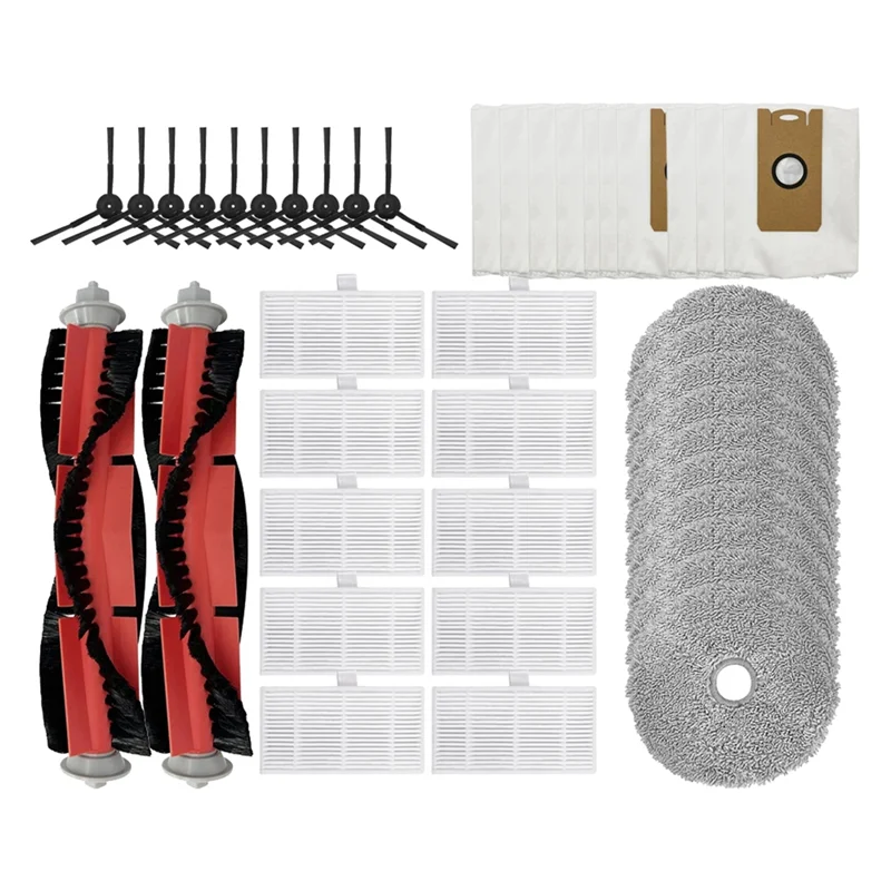 Kit d'accessoires de remplacement pour aspirateur A74G-MC1, 42 pièces, pour brosse principale Ultenic, brosse latérale, filtre HEPA, sac à poussière, chiffons de vadrouille