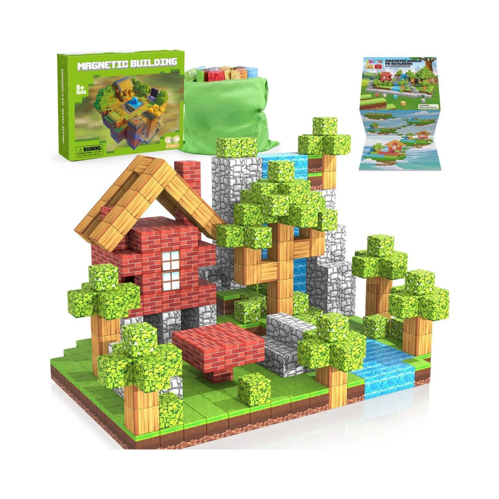 

Magnetic Building Blocks Stacking Construction Set STEM Sensory Toys for Mine World Kids Boys Girls Ages 3+ DIY Magnet Cube Gift