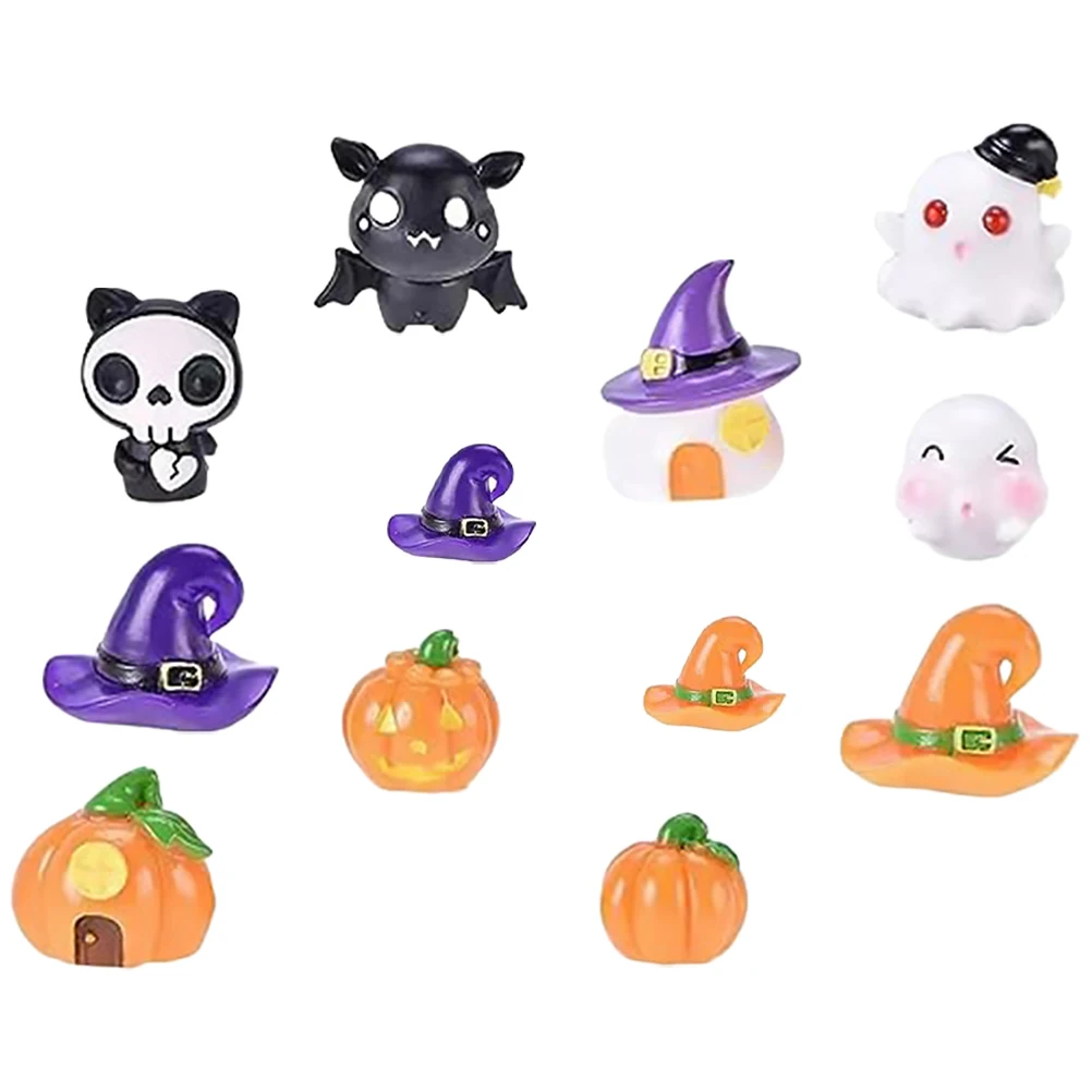 

12 Pcs Halloween Ornaments Miniature Decor Small Figurines Miniatures Micro Landscape Decoration