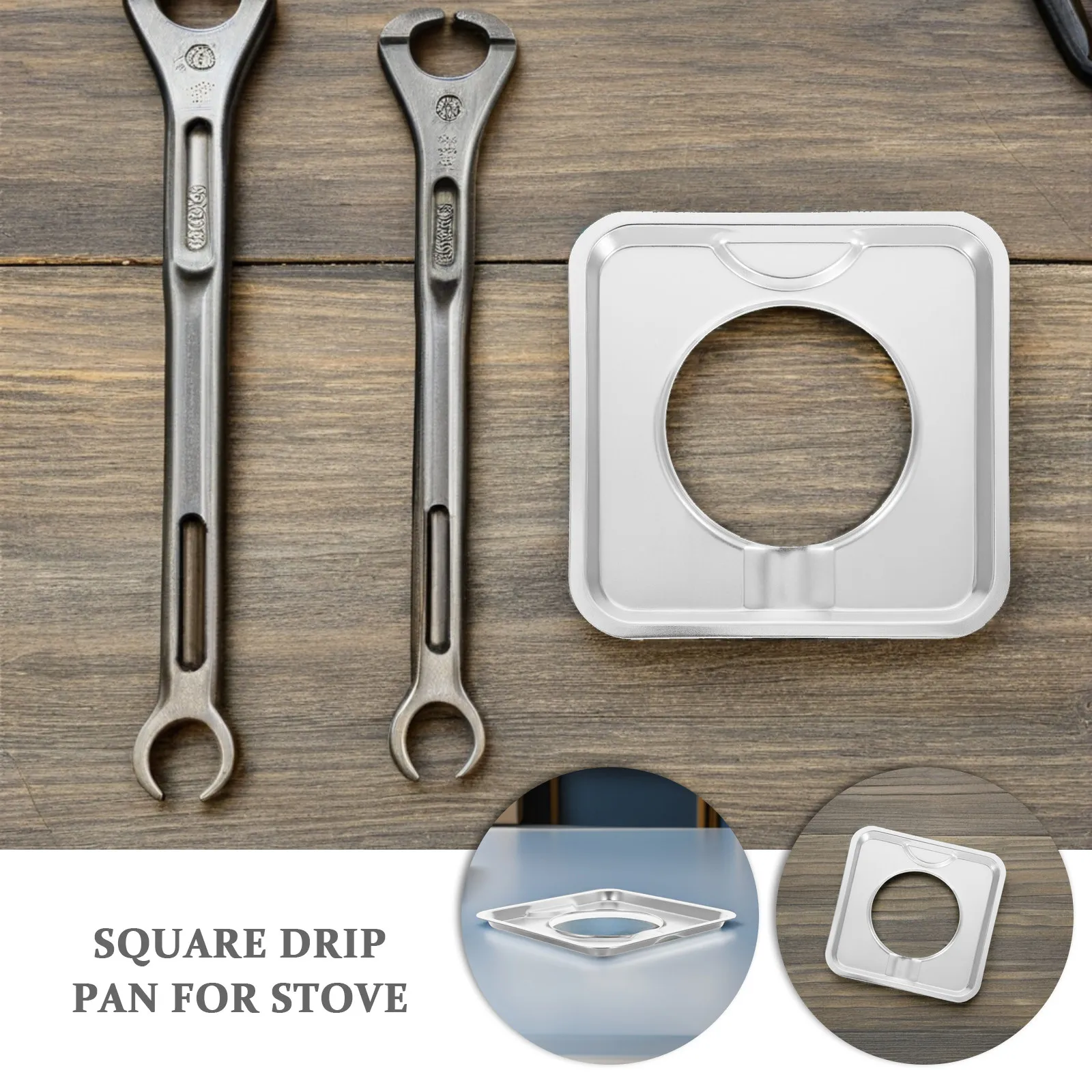 3Pcs Square Stainless Steel Gas Stove Drip Pan Burner Covers Roll Removable Clean Replacement Gas Range Drip Pans