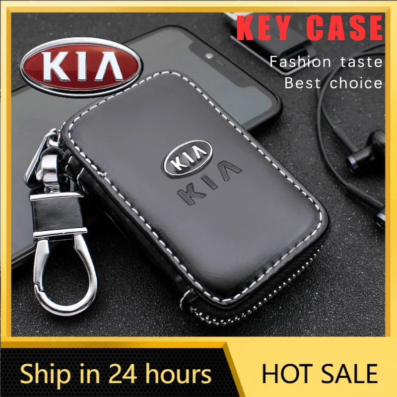 

2026 Hot Car Sticker Leather Key Wallet Car Key Bag Multi Function Key Case Accessories For Kia Sportage Ceed Picanto Rio ProCee