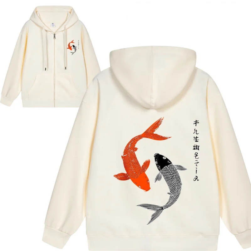 Moletom com capuz masculino com zíper laranja e branco design abstrato 2025 novo estilo casual para casais estilo para casais