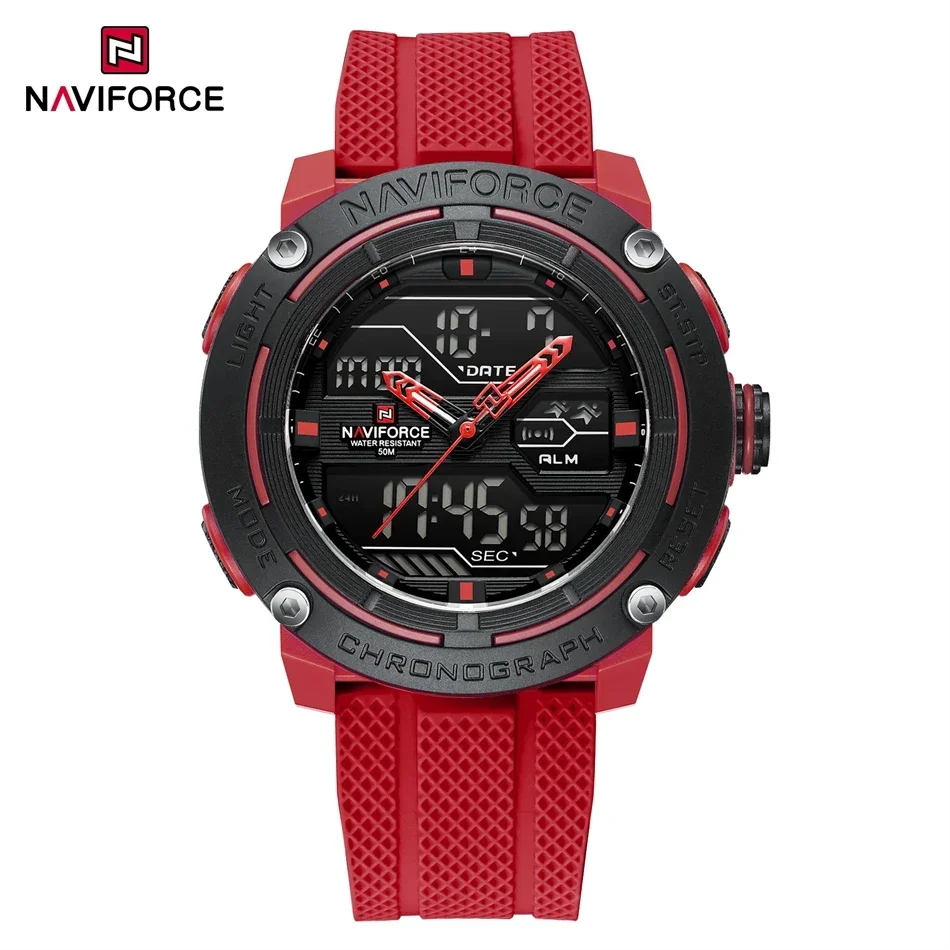 

NAVIFORCE NF7114 Новый стиль кварцевые часы для мужчин повседневные простые силиконовые ремешки 5ATM водонепроницаемые роскошные спортивные часы