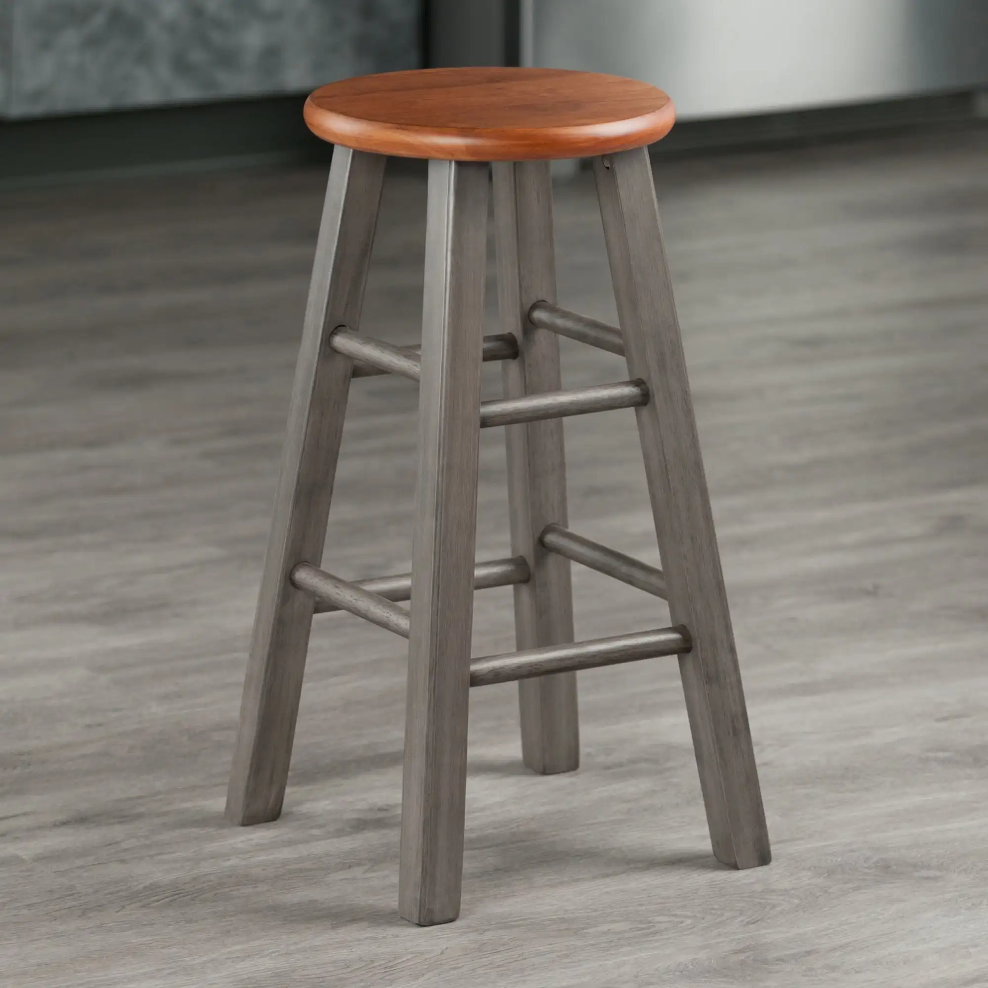 Madeira Ivy Counter Stool, Rústico Cinza e Teca Finish, 24"