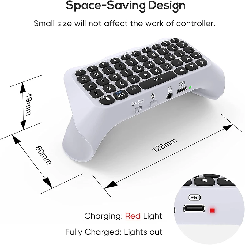 Clavier de contrôleur sans fil Bluetooth portable, Playstation 5, haut-parleur intégré, prise audio 3.5mm, port de charge de type C