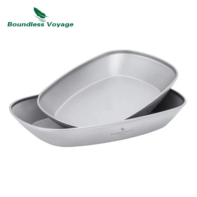 Boundless Voyage Reusable Titanium Pan Dinner Plate Ultralight Dish with Carry Bag Food Fruit Pan Sauce Salad Plates for Kitchen