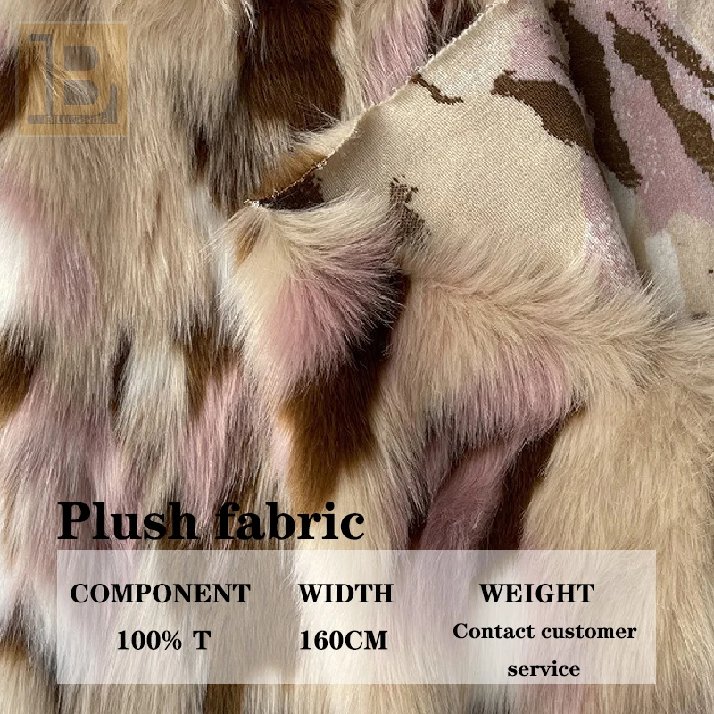 

Dusty Pink Jacquard Faux Fur Fabric - for Outerwear, Pillows & Crafts DlY Sewing Designer Cloth (by Meter)