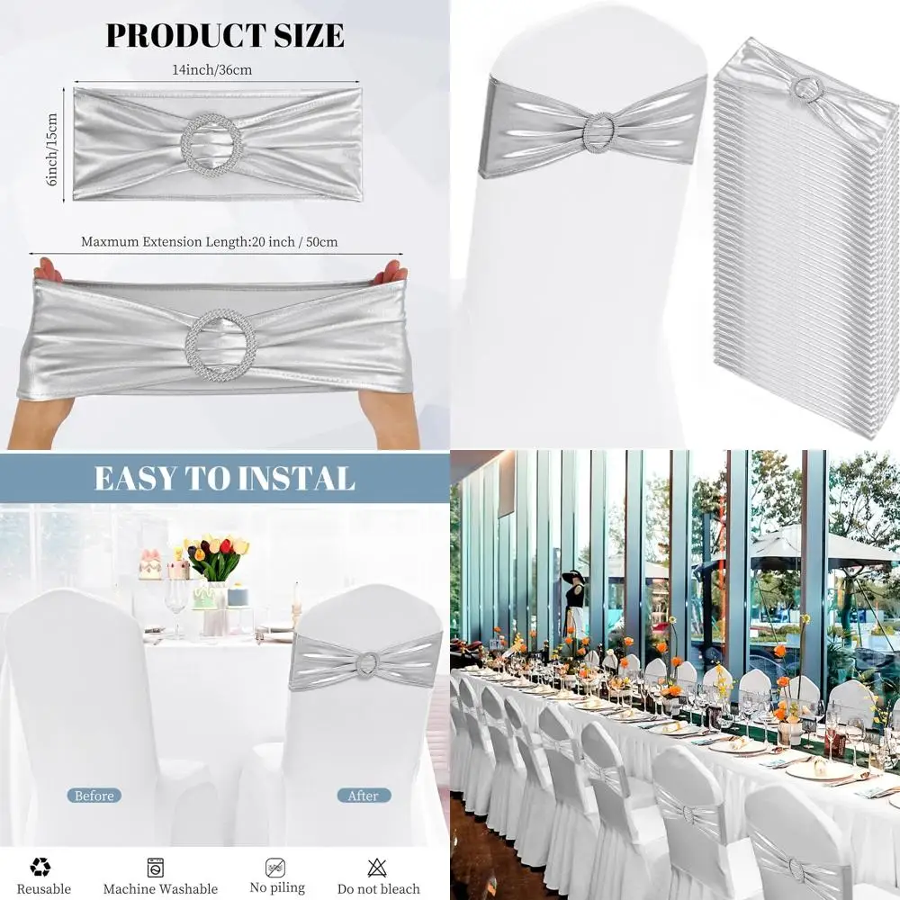 

Пояса для стула из эластичного спандекса с ползунками с пряжками, упаковка 100 шт., универсальные эластичные завязки для стульев для свадеб, вечеринок и банкетов (Me