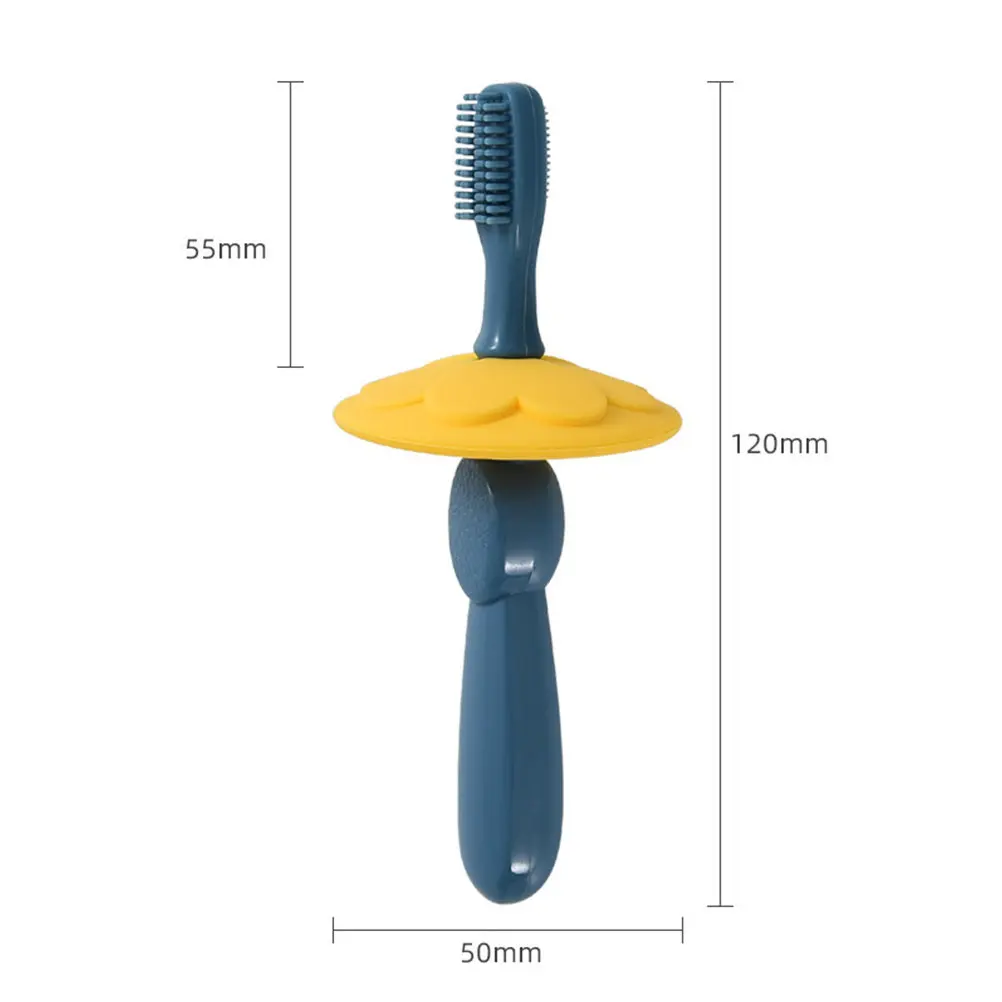 2 Sets Kids Infant Training Silicone Toothbrush Children Banana Newborn 3 Replaceable Heads Detachable H Petal Baffle Safe