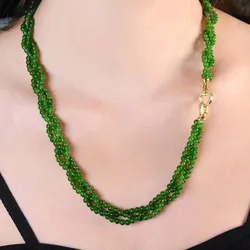 Natural Green Jade Necklace Women Healing Gemstone Fine Jewelry Genuine Myanmar Jadeite Round Beads Beaded Pearl Necklaces