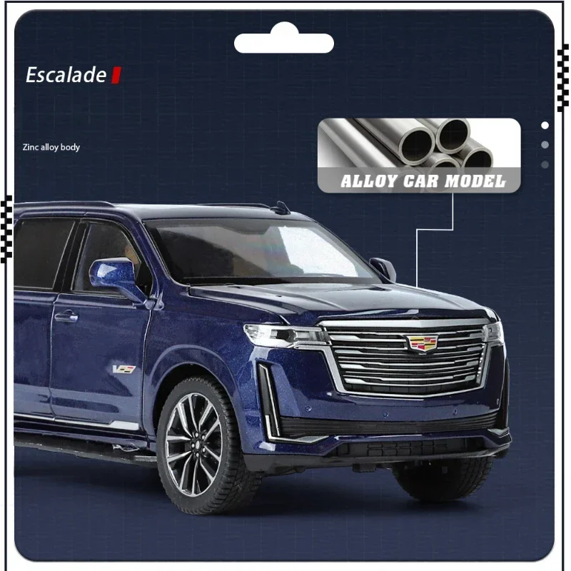 Cadillac Escalade SUV Car Model Com Luz e Som Para Crianças, Simulação 1:24, Diecast Toy Vehicles, Decoração Para Casa, Voiture Em Miniatura