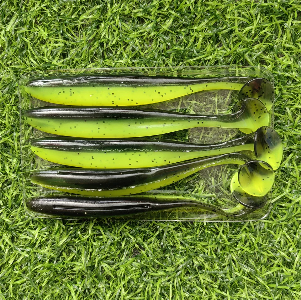 MUKUN 5 Stück 12 cm 8,5 g T-Tail Swimbait Weicher Silikon-Wurmköder Künstlicher Köder Wobbler für Meeres- und Süßwasser-Angelausrüstung