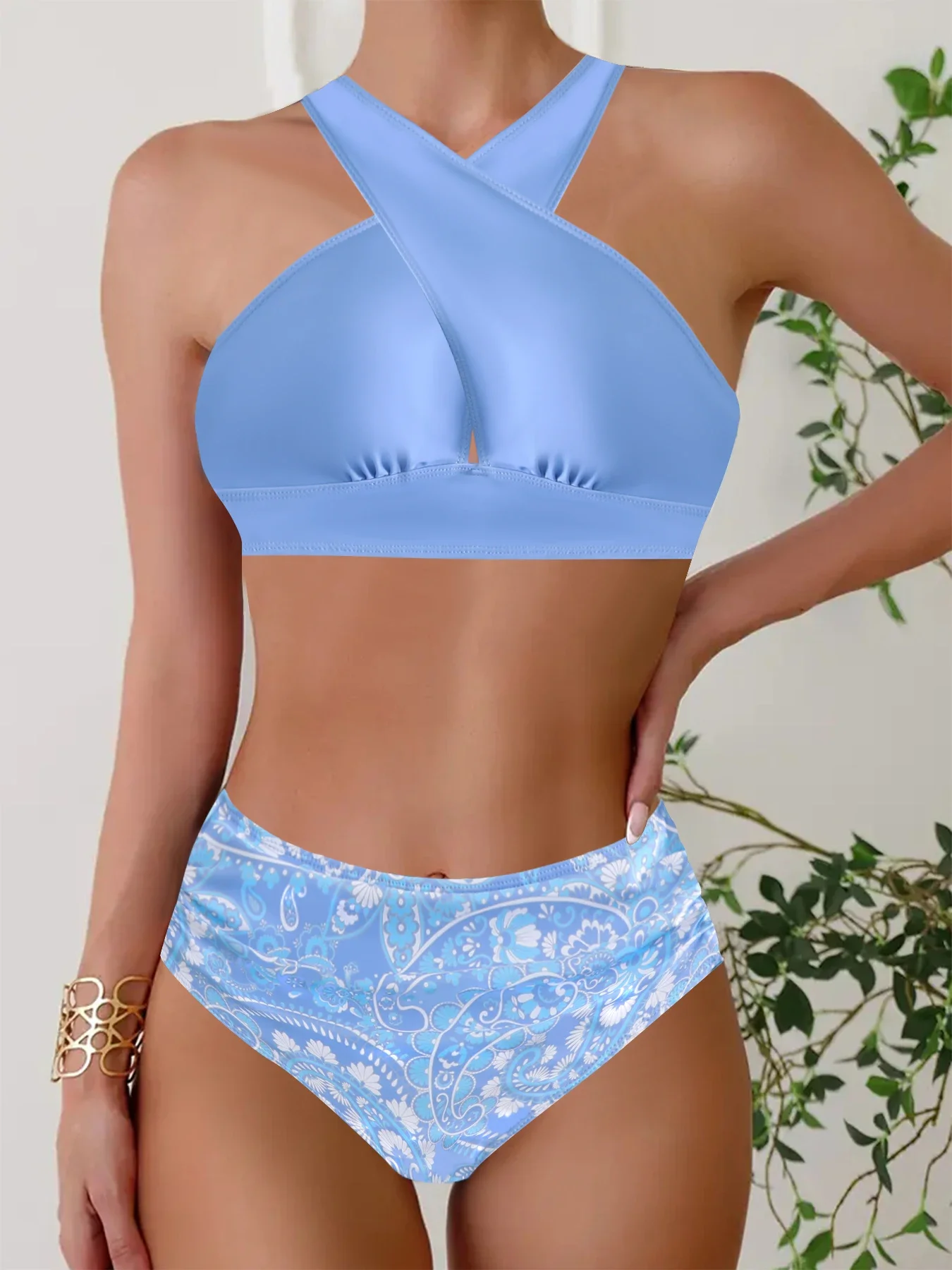 

Two-piece Bikini Swimsuit for Women Summer Sexy Tankini Patchwork Multi-Color Sexy Bikini Vacation Swimsuit Summer Beachwear