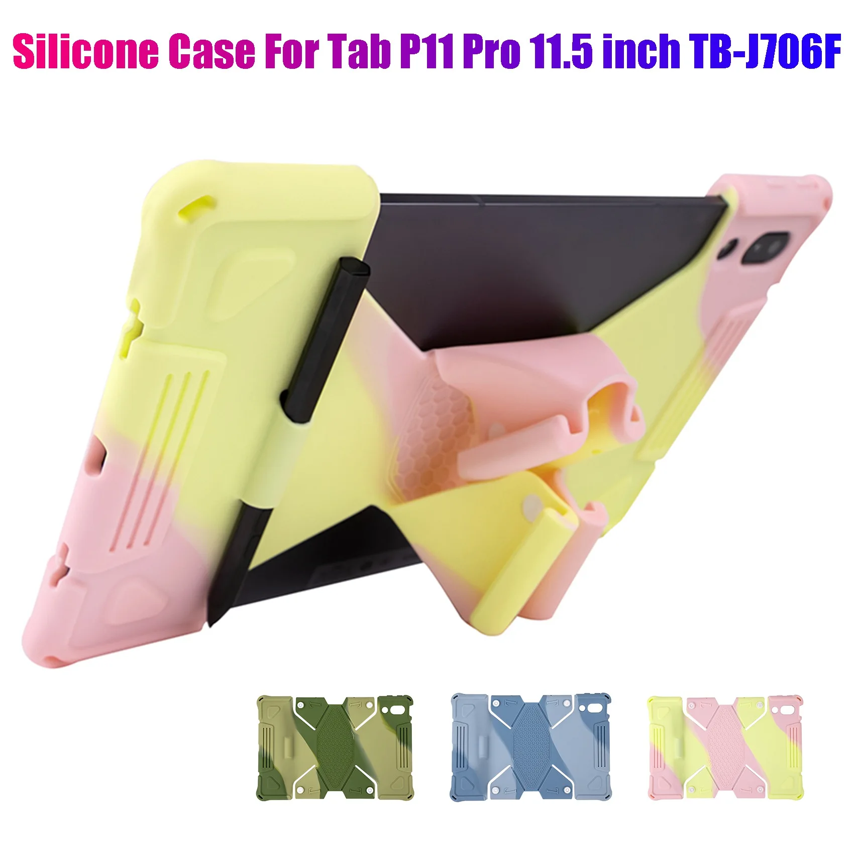 

AT9-Silicone Case for Lenovo Tab P11 Pro 11.5 Inch TB-J706F Tablet Tablet Case with Tablet Stand and Pen