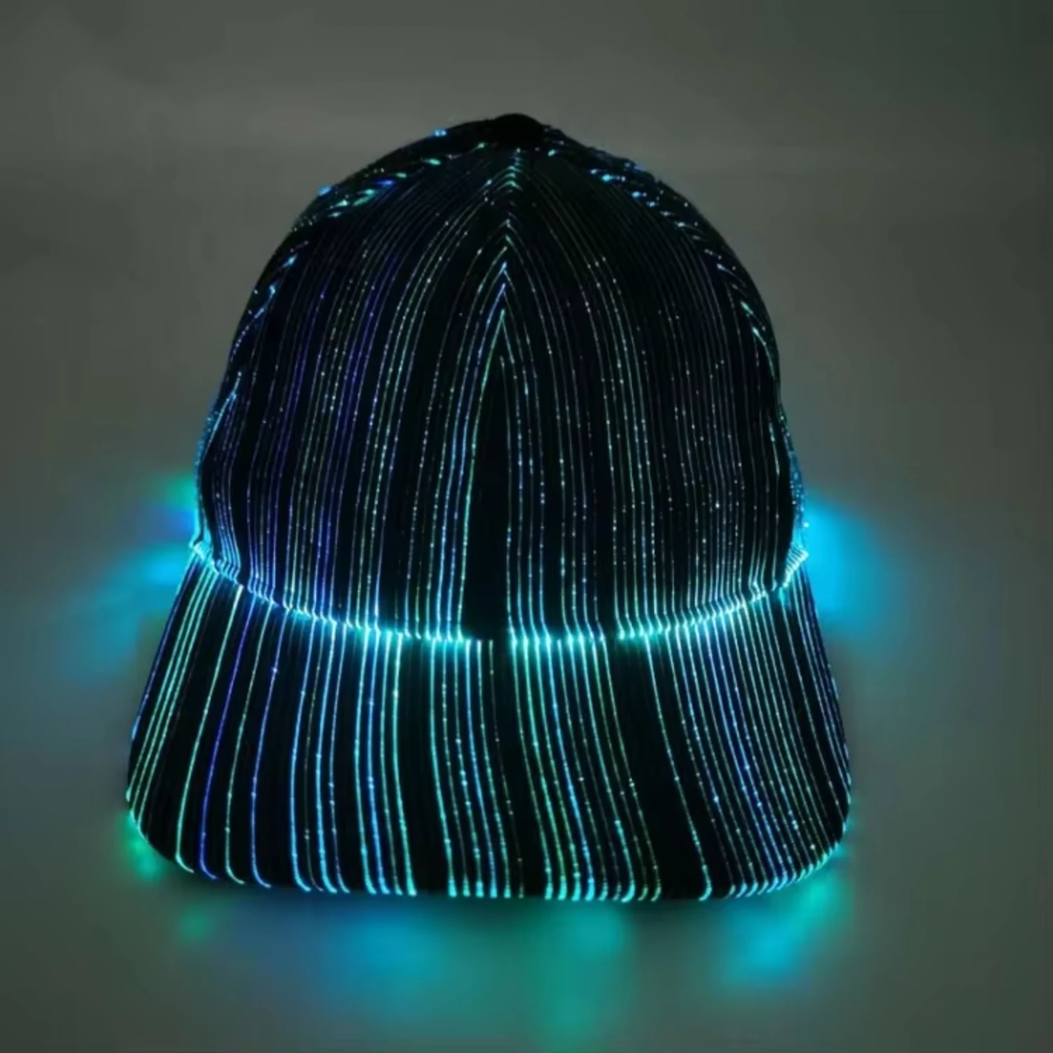 Hot sale Fiber Optic  LED Hat Luminous DJ dancing Festival Party Glowing Light up shinning  light up  cap Bodinator water gun