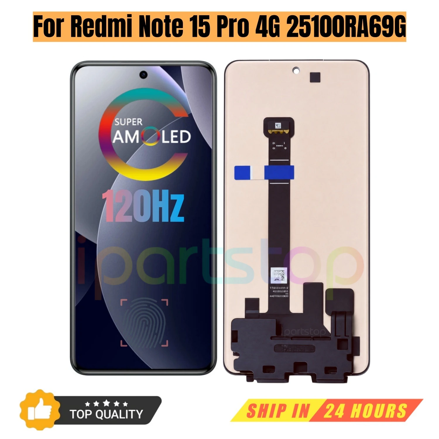 iParts Replacement New Display for Xiaomi Redmi Note 15 Pro 4G 25100RA69G 120Hz AMOLED Touch Screen with Frame Assembly OEM